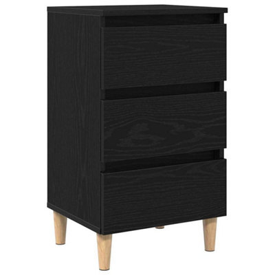 Berkfield Durable Bedside Cabinet With Wooden Leg Black Oak 40X35X69 Cm - image 1