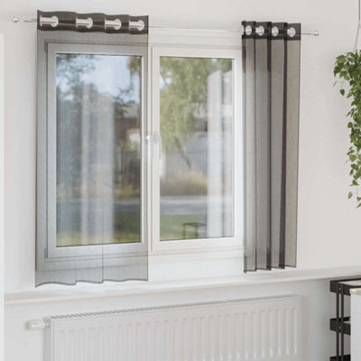 Berkfield Voile Curtains With Grommets 2 Pcs Black 140X140 Cm - image 1