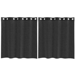 Berkfield Voile Curtains With Grommets 2 Pcs Black 140X140 Cm - thumbnail 2