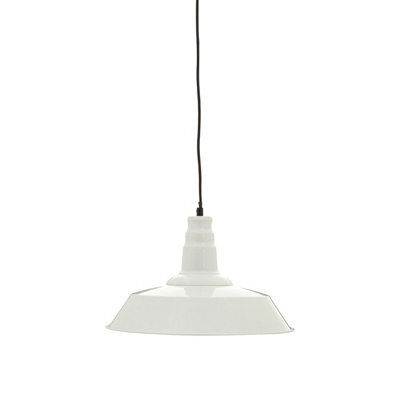 Orsina White Metal Bowl Pendant Light With Black Cord, Gloss Finish Hanging Lamp, Stylish Ceiling Light Fixture - image 1