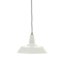 Orsina White Metal Bowl Pendant Light With Black Cord, Gloss Finish Hanging Lamp, Stylish Ceiling Light Fixture - thumbnail 1
