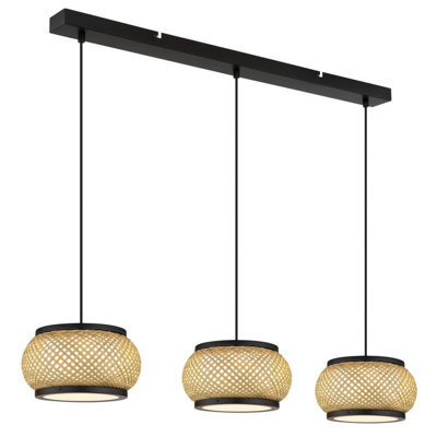 Luminosa Lighting Luminosa Bambora Bar Pendant Ceiling Light Matt Black, Bamboo Led 3000//4000/6000K - image 1