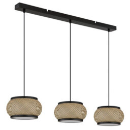 Luminosa Lighting Luminosa Bambora Bar Pendant Ceiling Light Matt Black, Bamboo Led 3000//4000/6000K - thumbnail 3