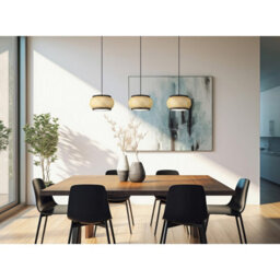 Luminosa Lighting Luminosa Bambora Bar Pendant Ceiling Light Matt Black, Bamboo Led 3000//4000/6000K - thumbnail 2
