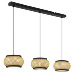 Luminosa Lighting Luminosa Bambora Bar Pendant Ceiling Light Matt Black, Bamboo Led 3000//4000/6000K - thumbnail 1