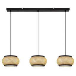 Luminosa Lighting Luminosa Bambora Bar Pendant Ceiling Light Matt Black, Bamboo Led 3000//4000/6000K - thumbnail 4