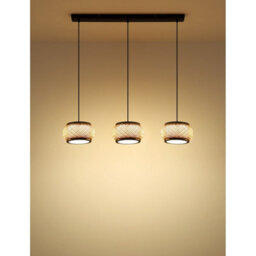 Luminosa Lighting Luminosa Bambora Bar Pendant Ceiling Light Matt Black, Bamboo Led 3000//4000/6000K - thumbnail 6
