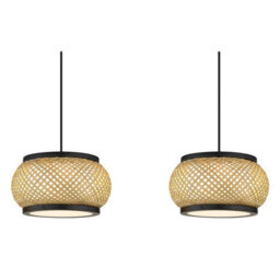 Luminosa Lighting Luminosa Bambora Bar Pendant Ceiling Light Matt Black, Bamboo Led 3000//4000/6000K - thumbnail 5