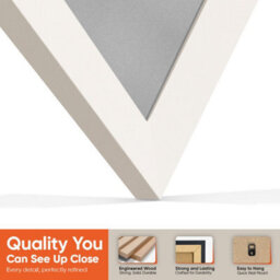 "AK Frames 25X17"" White Sleek Vinyl Record Frame With Silver Mount For 12 Inch Lp Cover & Disc - Overlapped Design" - thumbnail 3