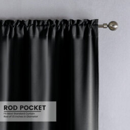 Ameha Black Plain Blackout Curtain Ready Made Pencil Pleat Thermal Insulated Curtain Pair 90''x90'' With Tiebacks Home Decor Uk - thumbnail 3
