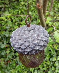 Inspirational Gifting Acorn Bird Feeder Hanging With Mesh For Peanuts Or Seeds - thumbnail 3