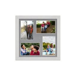 AK Frames 12X12 White Ash Modern Multi Photo Frame With Mid Grey Mount - Holds 4 Apertures (4X) 6X4 Photos - thumbnail 1