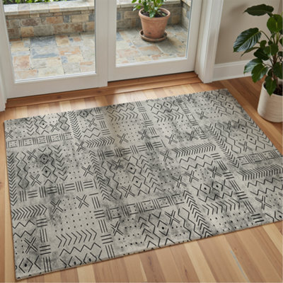 Decoranddecor Rug, Washable Rugs, Kitchen Rugs, Bath Mats, 60X90Cm, Non-Slip, Pet Friendly, Low Pile, Geometric Rug - Velano - image 1