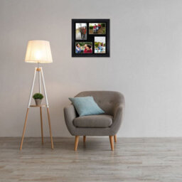 AK Frames 12X12 Black Modern Multi Photo Frame With Black Mount - Holds 4 Apertures (4X) 6X4 Photos - thumbnail 3