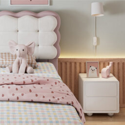 Abrihome Upholstered Bed, Children's Bed With Biscuit Shape Velvet Backrest, 3Ft Single Bed 90X190Cm - thumbnail 6