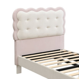 Abrihome Upholstered Bed, Children's Bed With Biscuit Shape Velvet Backrest, 3Ft Single Bed 90X190Cm - thumbnail 8