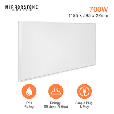 Mirrorstone Heating Mirrorstone Classic White Panel Fir Coated Aluminium 700W Infrared Heating Panel - image 1
