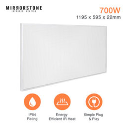Mirrorstone Heating Mirrorstone Classic White Panel Fir Coated Aluminium 700W Infrared Heating Panel - thumbnail 1