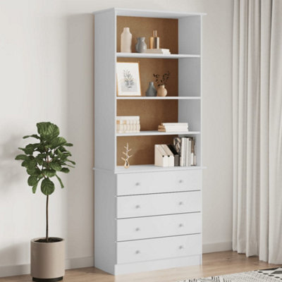Berkfield Bookcase With Drawers Alta White 77X35X186.5 Cm Solid Wood Pine - image 1