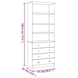 Berkfield Bookcase With Drawers Alta White 77X35X186.5 Cm Solid Wood Pine - thumbnail 8