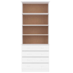 Berkfield Bookcase With Drawers Alta White 77X35X186.5 Cm Solid Wood Pine - thumbnail 3