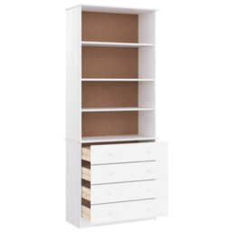 Berkfield Bookcase With Drawers Alta White 77X35X186.5 Cm Solid Wood Pine - thumbnail 4
