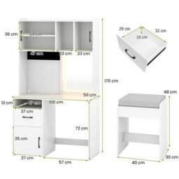 Gainoom Vanity Desk And Stool Set With Mirror & Lights Makeup Dressing Table With Power Outlets - thumbnail 2