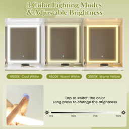 Gainoom Vanity Desk And Stool Set With Mirror & Lights Makeup Dressing Table With Power Outlets - thumbnail 8