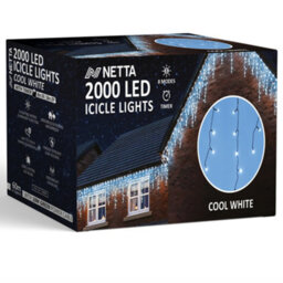 NETTA 2000 Led Icicle Lights 60M Indoor/outdoor Christmas Lights With Green Cable - Cool White - thumbnail 2
