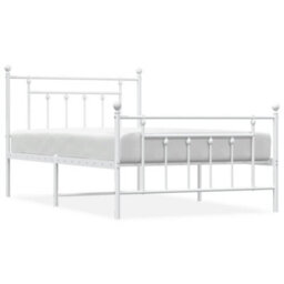 Berkfield Metal Bed Frame With Headboard And Footboard White 107X203 Cm - thumbnail 2