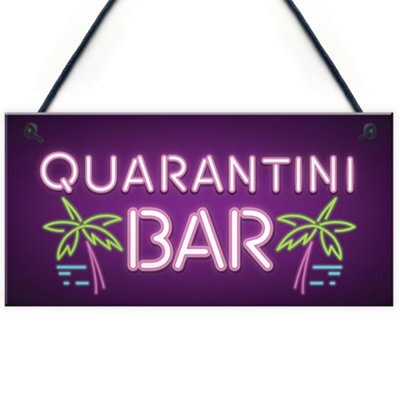 Red Ocean Novelty Quarantine Bar Signs And Plaques Quarantini Gift Bar Decor Man Cave Gifts - image 1