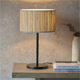 Loops Standing Floor & Table Lamp Set - Natural Seagrass Drum Shades & Matt Black Metal Stands - thumbnail 8