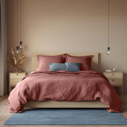 Where Saints Go Ltd Duvet Cover & Pillowcase Set - Terracotta Orange - Washed Cotton - King - thumbnail 4