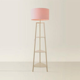 Valuelights Hiru Cream 3 Tier Shelf Floor Lamp With Blush Drum Shade - thumbnail 3