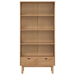 Vidaxl Bookcase Otta With 2 Drawers Brown Solid Wood Pine Bookcases - thumbnail 3