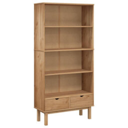 Vidaxl Bookcase Otta With 2 Drawers Brown Solid Wood Pine Bookcases - thumbnail 2