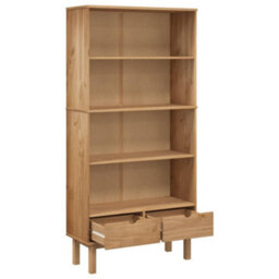 Vidaxl Bookcase Otta With 2 Drawers Brown Solid Wood Pine Bookcases - thumbnail 5