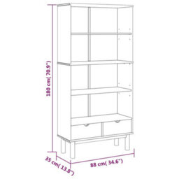 Vidaxl Bookcase Otta With 2 Drawers Brown Solid Wood Pine Bookcases - thumbnail 6