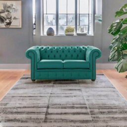 Chesterfield 2 Seater Shelly Dark Teal Leather Sofa Settee Bespoke In Classic Style - thumbnail 2