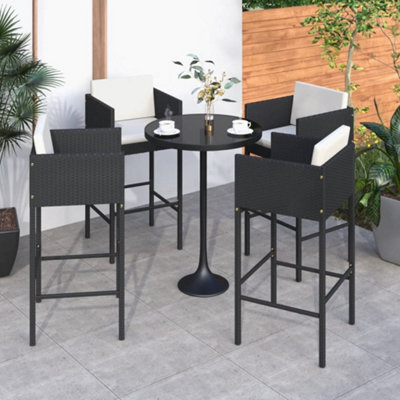 Walplus Bar Stools 4 Pcs With Cushions Black Poly Rattan - image 1