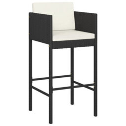 Walplus Bar Stools 4 Pcs With Cushions Black Poly Rattan - thumbnail 3