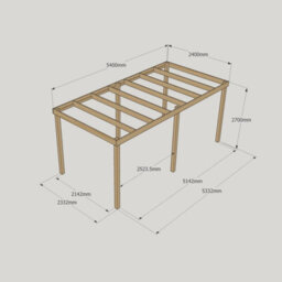 Rutland County Garden Furniture Garden Pergola 6 Posts - Wood - L240 X W540 X H270 Cm - Light Green - thumbnail 5