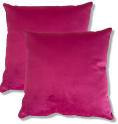 Beautiful Beanbags Set Of 2 Plush Velvet Scatter Cushions Complete With Cushion Pads Furniture Cushions With Inserts 2 Plush Velvet Cushions -Magenta