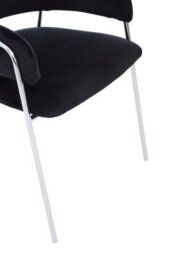 Orsina Black Velvet Dining Chair,compact Lounge Chair, Velvet Upholstered Kitchen Chair,bedroom Decorative Chair - thumbnail 5