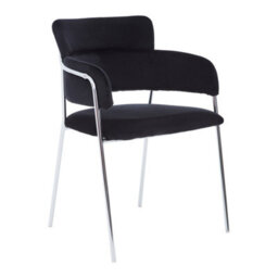 Orsina Black Velvet Dining Chair,compact Lounge Chair, Velvet Upholstered Kitchen Chair,bedroom Decorative Chair - thumbnail 6