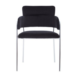 Orsina Black Velvet Dining Chair,compact Lounge Chair, Velvet Upholstered Kitchen Chair,bedroom Decorative Chair - thumbnail 2