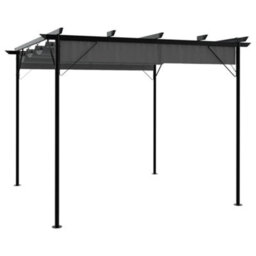 Pergola With Retractable Roof Anthracite 3X3 M Steel 180 G/ma