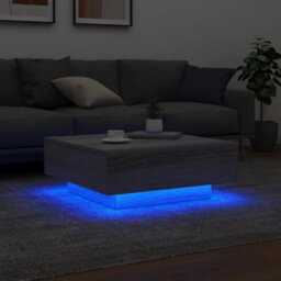 Berkfield Coffee Table With Led Lights Grey Sonoma 80X80X31 Cm - thumbnail 4