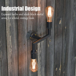 Industrial 2 Way Wall Lights 20mm Conduit Pipe Modern Dual Bulb Design Wall Scone E27 Lamp Holder Fitting Wall Lamp Fixture - thumbnail 4