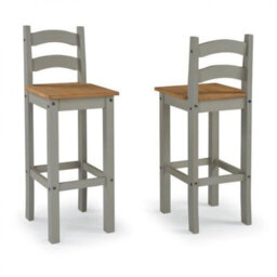 Mercers Furniture Corona Grey Bistro Table And 2 Barstools Kitchen Dining Solid Wood Mexican Pine Wooden Tall High Breakfast Bar - thumbnail 4